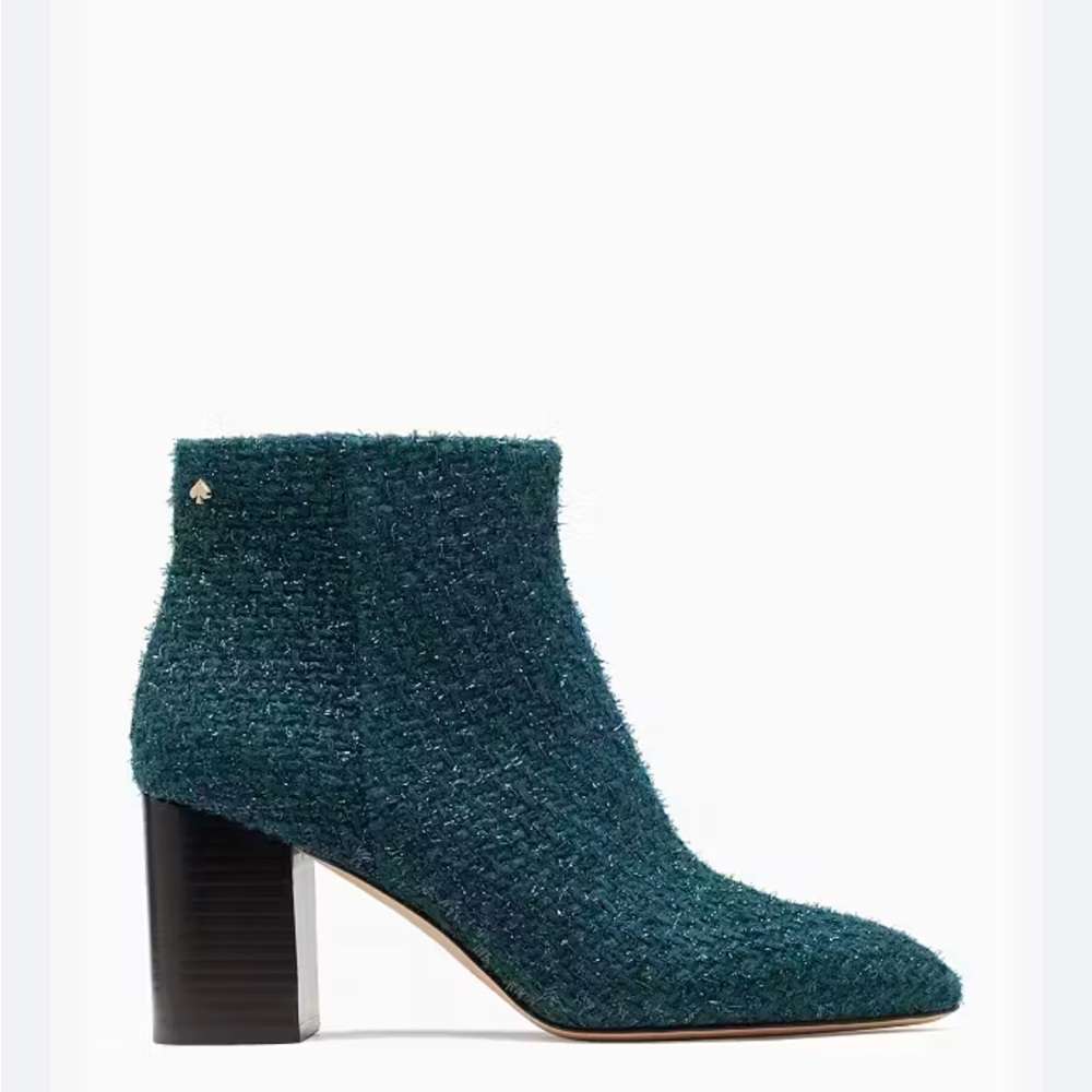 Kate Spade Giselle Booties Textured Tweed Teal Ankle Booties
